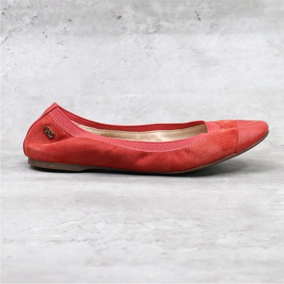 Cole Haan ELBRIDGE Womens Size 8.5 B US Red Suede Leather Cap Toe Ballet Flats - Picture 1 of 12
